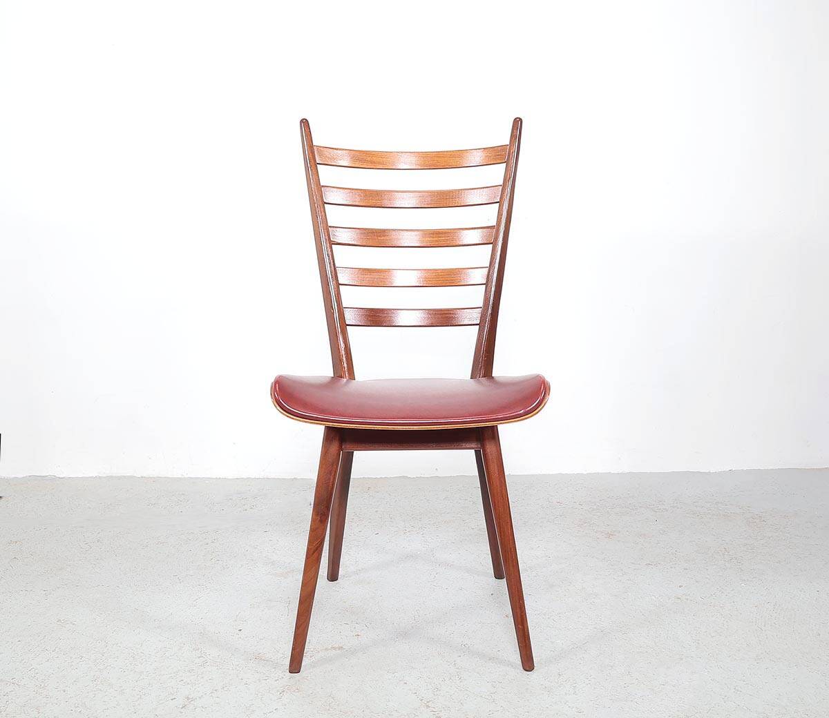 Vintage teak wooden ladder chairs, 1960s