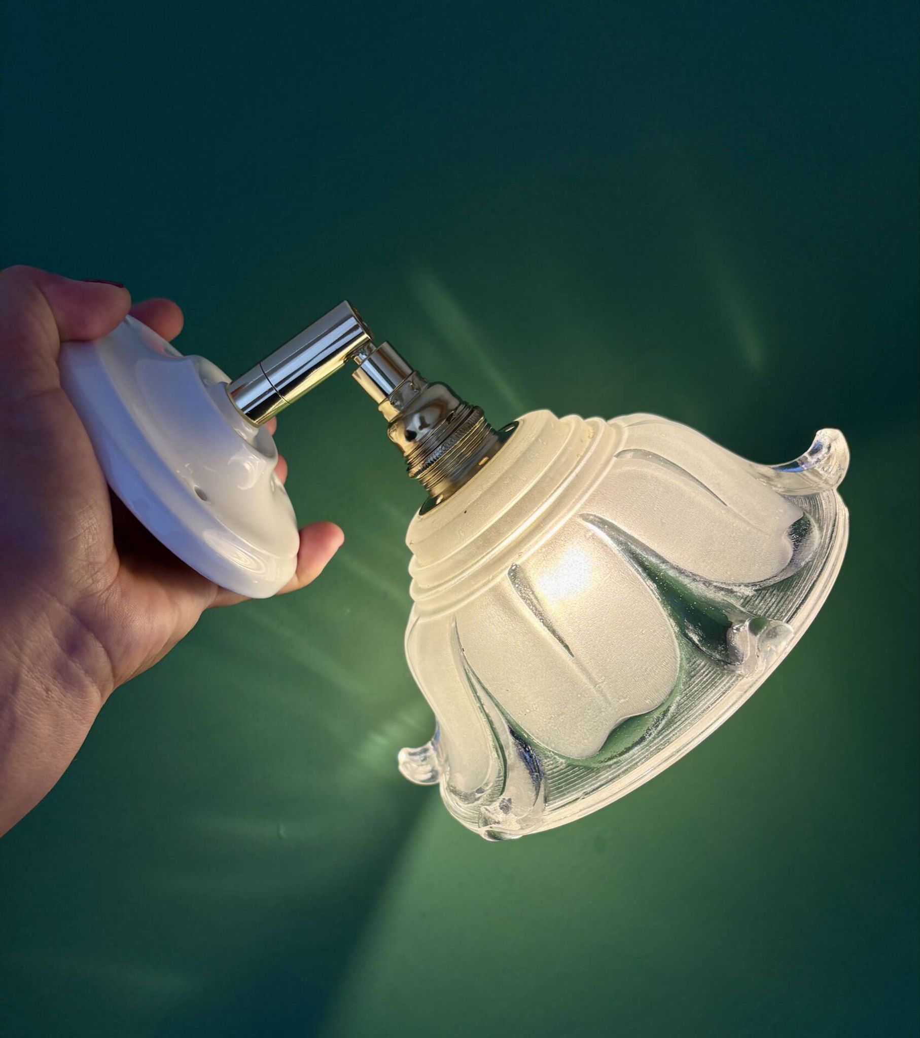 Vintage frosted glass lampshade wall light