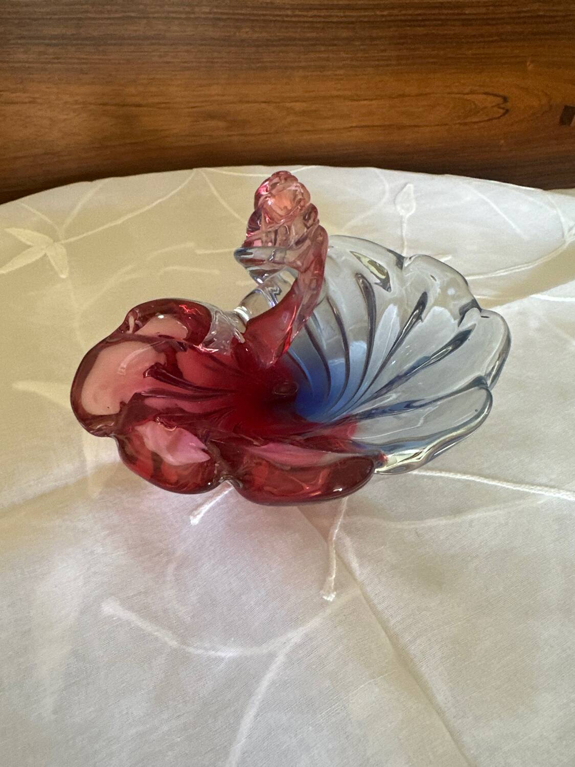 Ashtray Shell-shaped Glass from Bohemia Josef Hospodka Wine