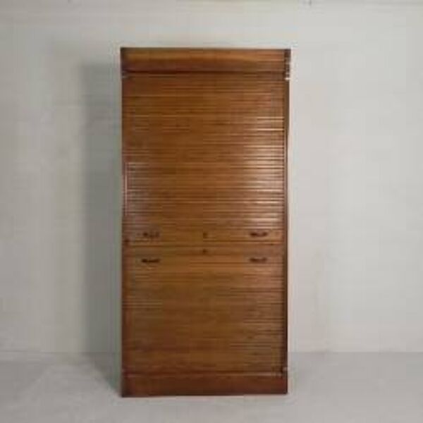 Boîte à rideaux roulants de 229 cm de haut avec deux rideaux l'un au-dessus de l'autre, années 1930