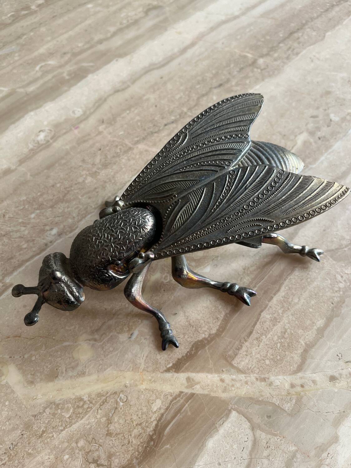 Vintage brass fly ashtray