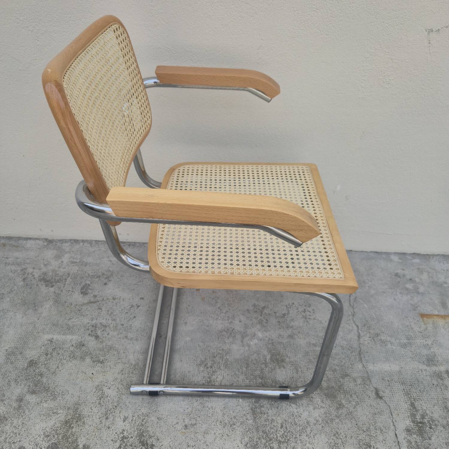 Breuer style armchair in original vintage canework