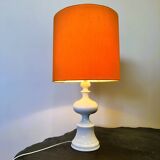 Midcentury Ceramic Danish Table lamp with Orange Shade, 1970s. Denmark