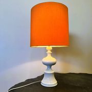 Midcentury Ceramic Danish Table lamp with Orange Shade, 1970s. Denmark