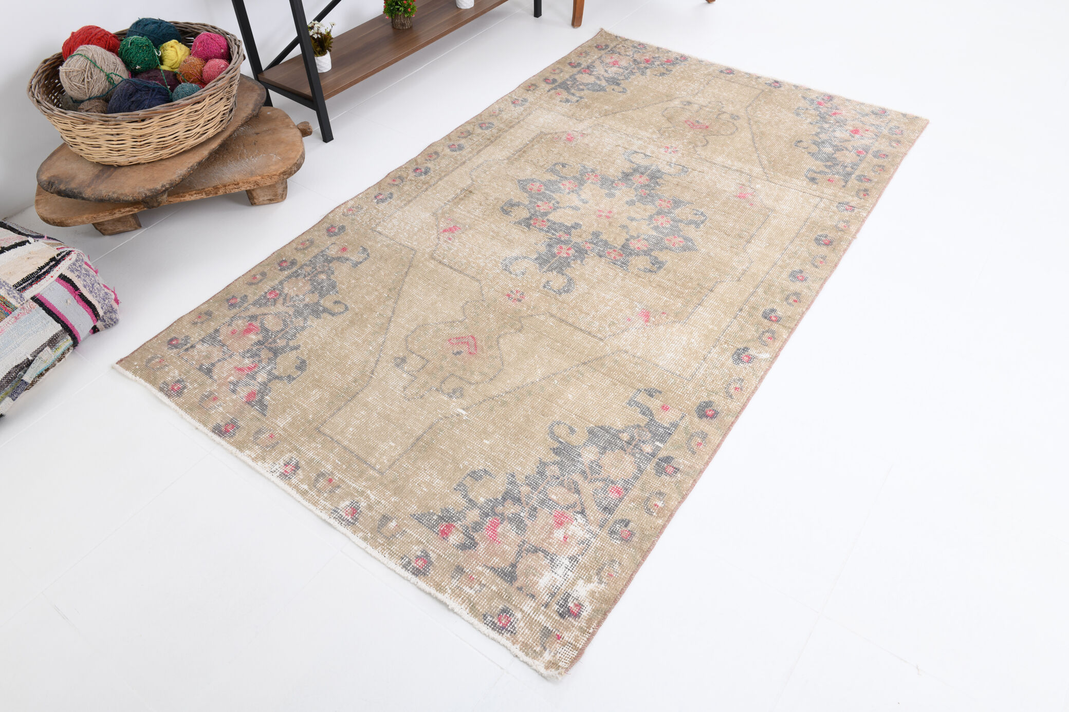 4x7 faded brown turkish rug