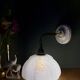 Vintage glass wall light with a curved arm from Clichy, white.