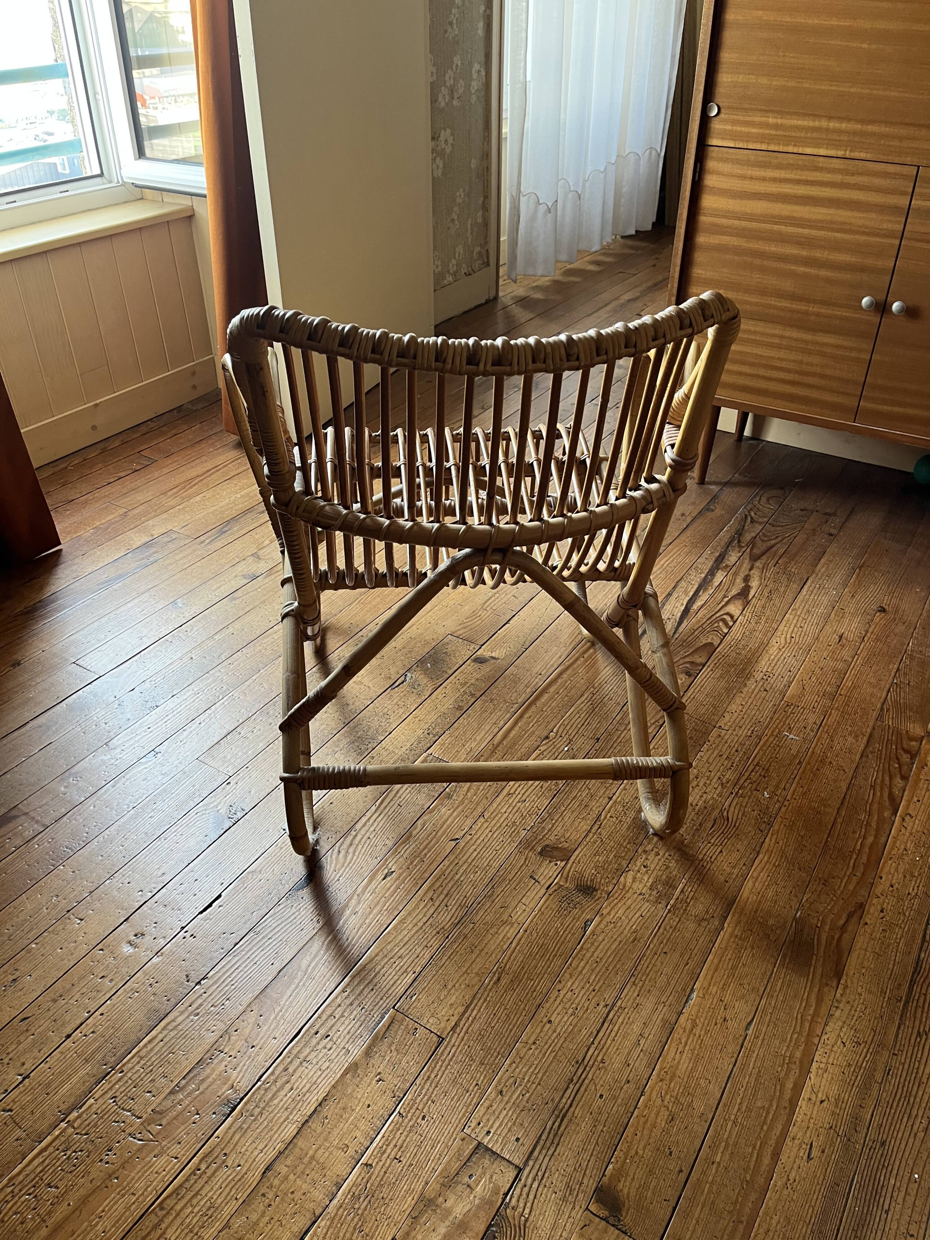 Vintage rattan armchair 70s