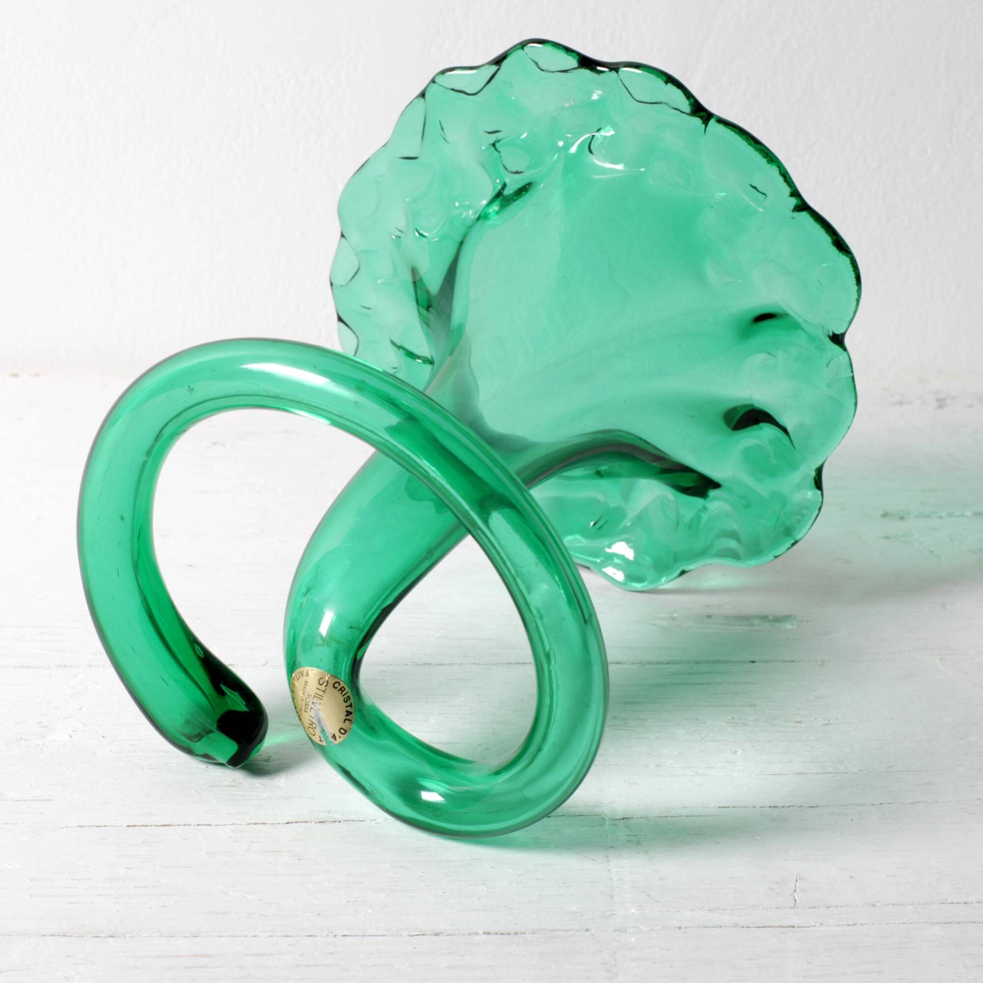Vintage Green Glass Art Vase / Hand-blown Home Decor / Stilvetro / Rome
