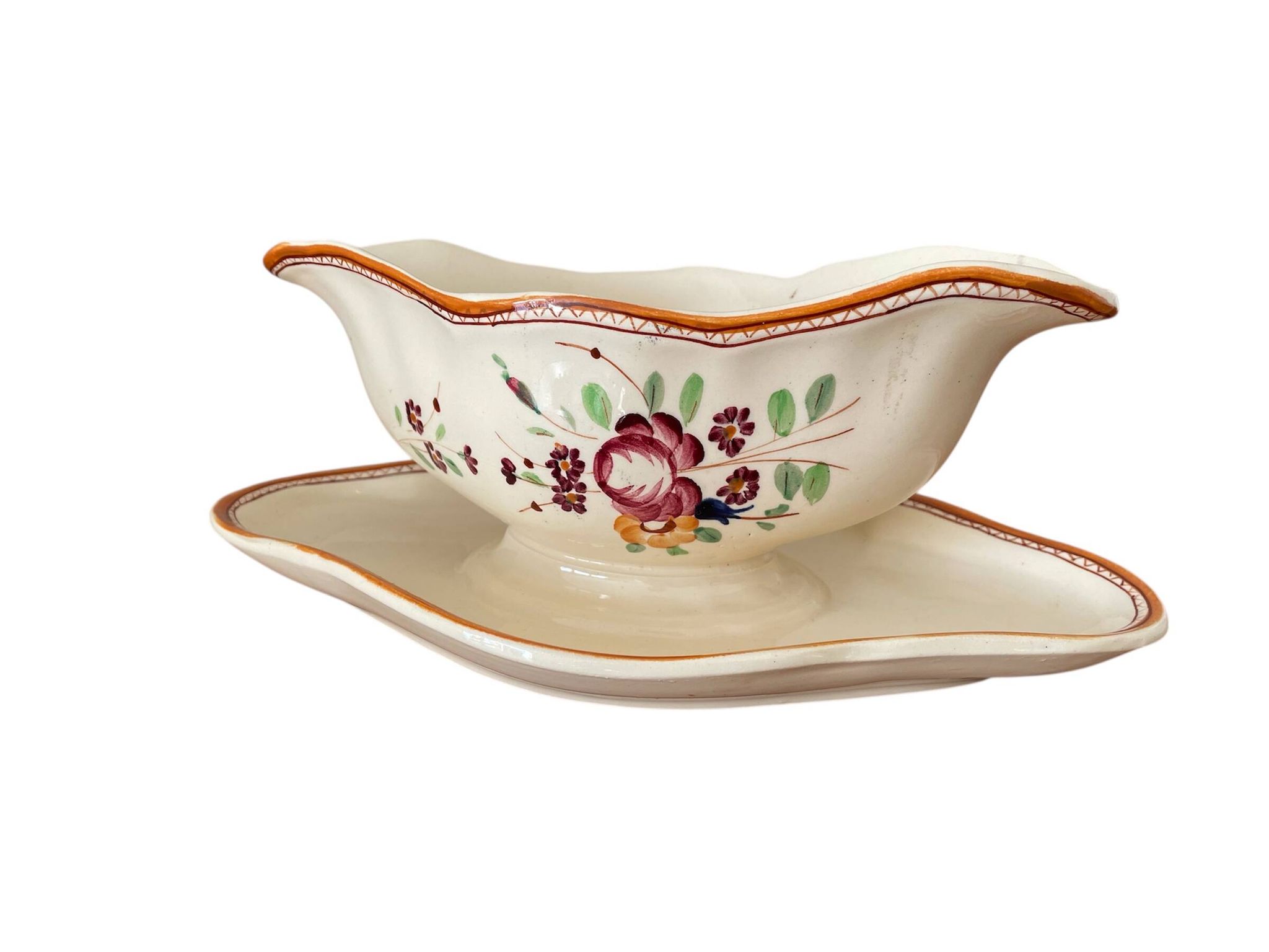 Grande saucière ancienne en faïence de Longchamp