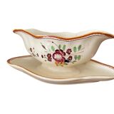 Large antique sauceboat in Longchamp earthenware.