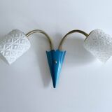 Vintage 50s Blue Glass Wall Lamp