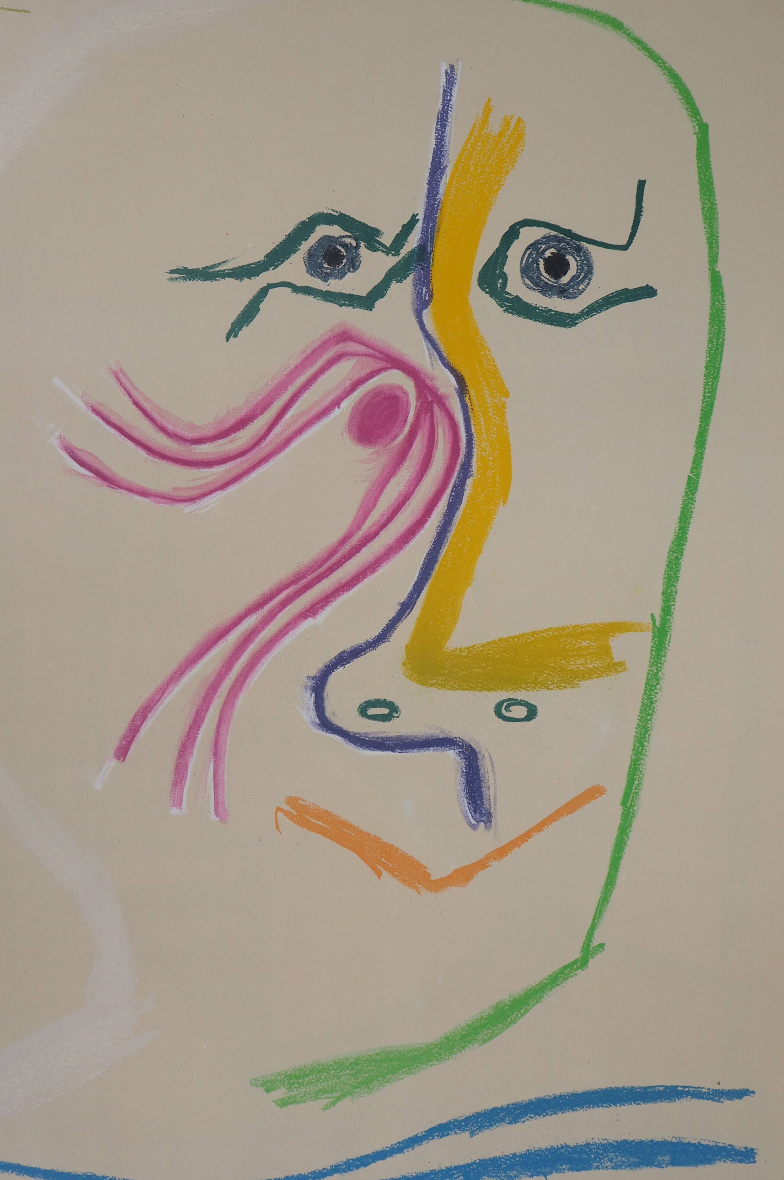 Pablo picasso: homage to rené char - signed lithograph (musée céret, 1969)
