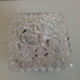 Square ceiling lamp structured glass / vintage 60s-70s
