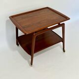 Scandinavian teak trolley on wheels, Arne Hovmand for Mogens Kold