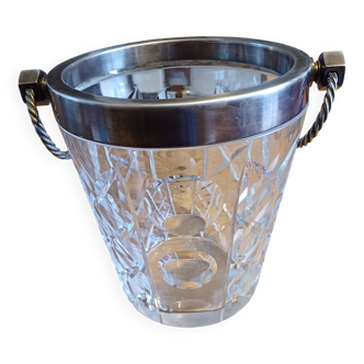 Crystal and Silver Metal Ice Bucket