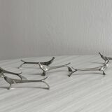 6 silver metal knife holders, pheasant shape