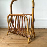 Vintage rattan magazine holder