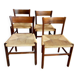 Chaises scandinaves en palissandre et papier cordé