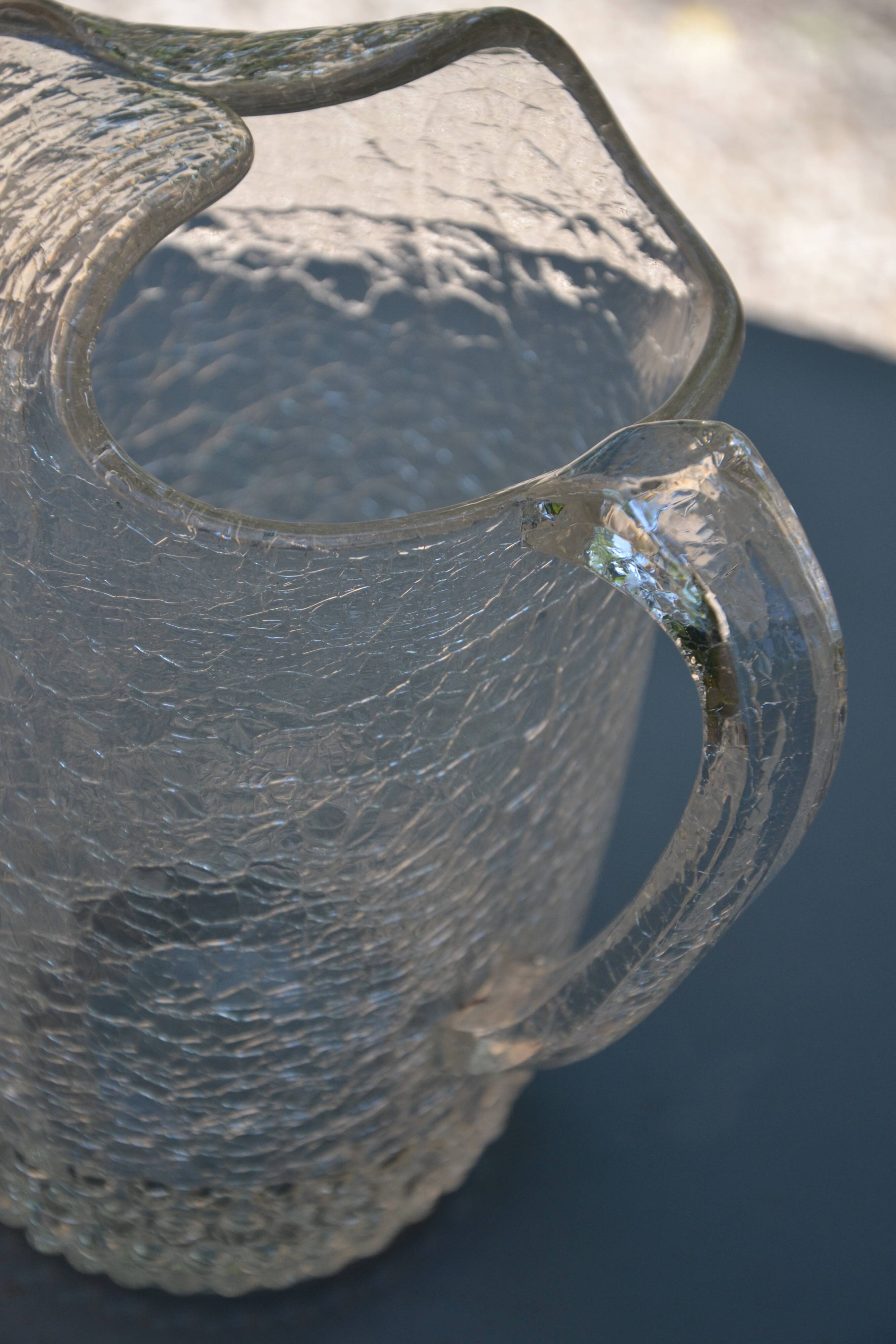 Special crackled glass pitcher with spikes
