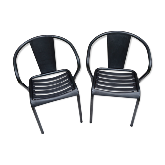 Two armchairs Tolix ft5 by Xavier et Jean Pauchard