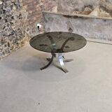 Table basse vintage en métal et verre fumé, 1970