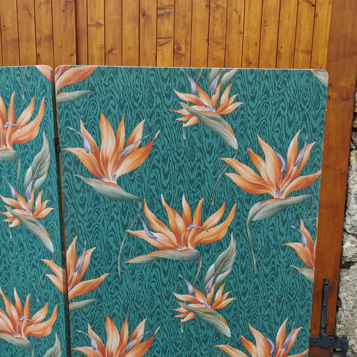 Large vintage fabric screen