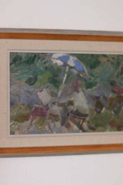 Original Swedish oil on panel – “Seated Figure” by Gösta Stawåsen – vintage & framed – 38 × 29 cm (15.0" × 11.4")