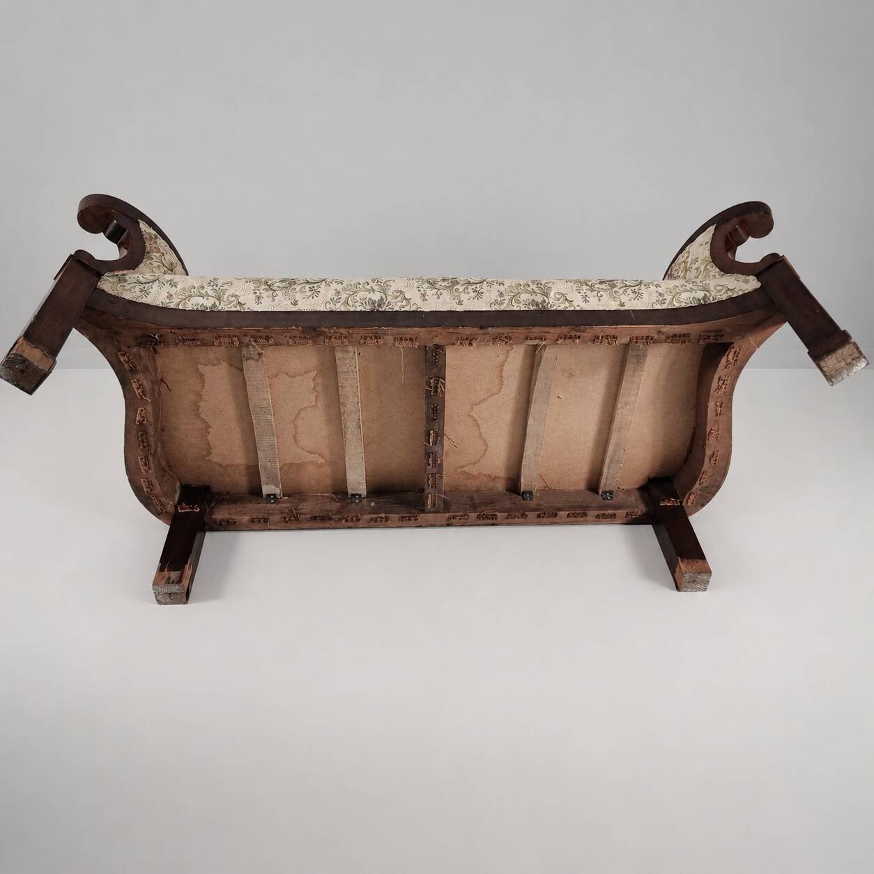Biedermeier Walnut Veneer Sofa