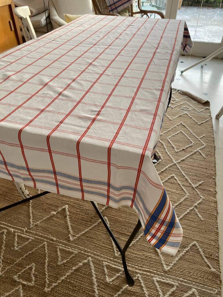 Antique Scottish tablecloth + 12 napkins - 210x115 - cotton