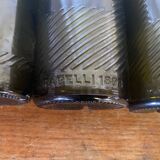 Set of 5 antique carapelli bottles, smoked and ribbed vintage glass