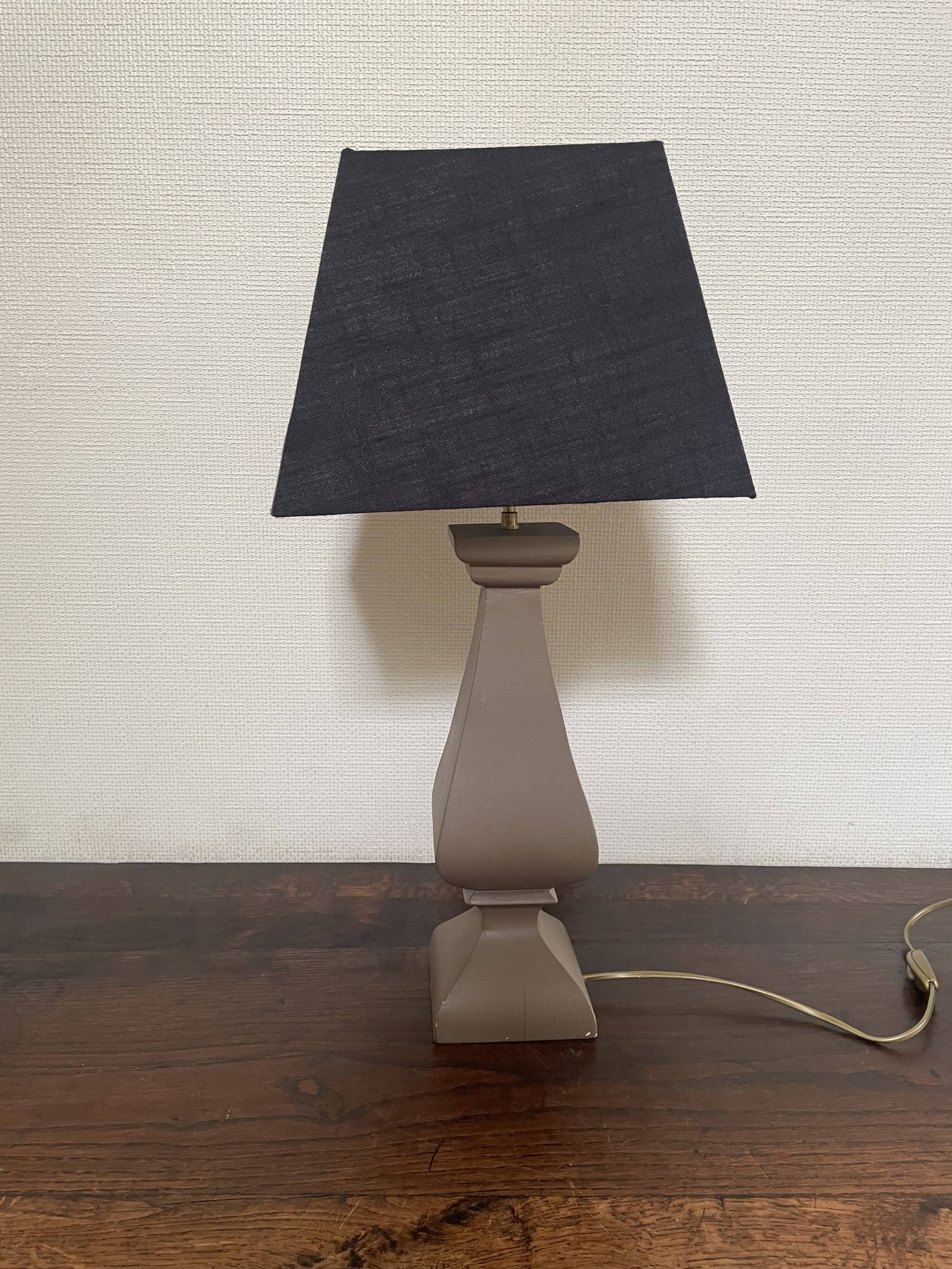 Turned wood lamp