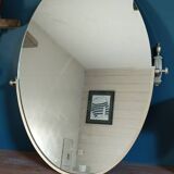 Miroir ovale métal doré patiné