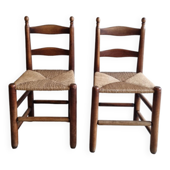 paire chaises paille vintage