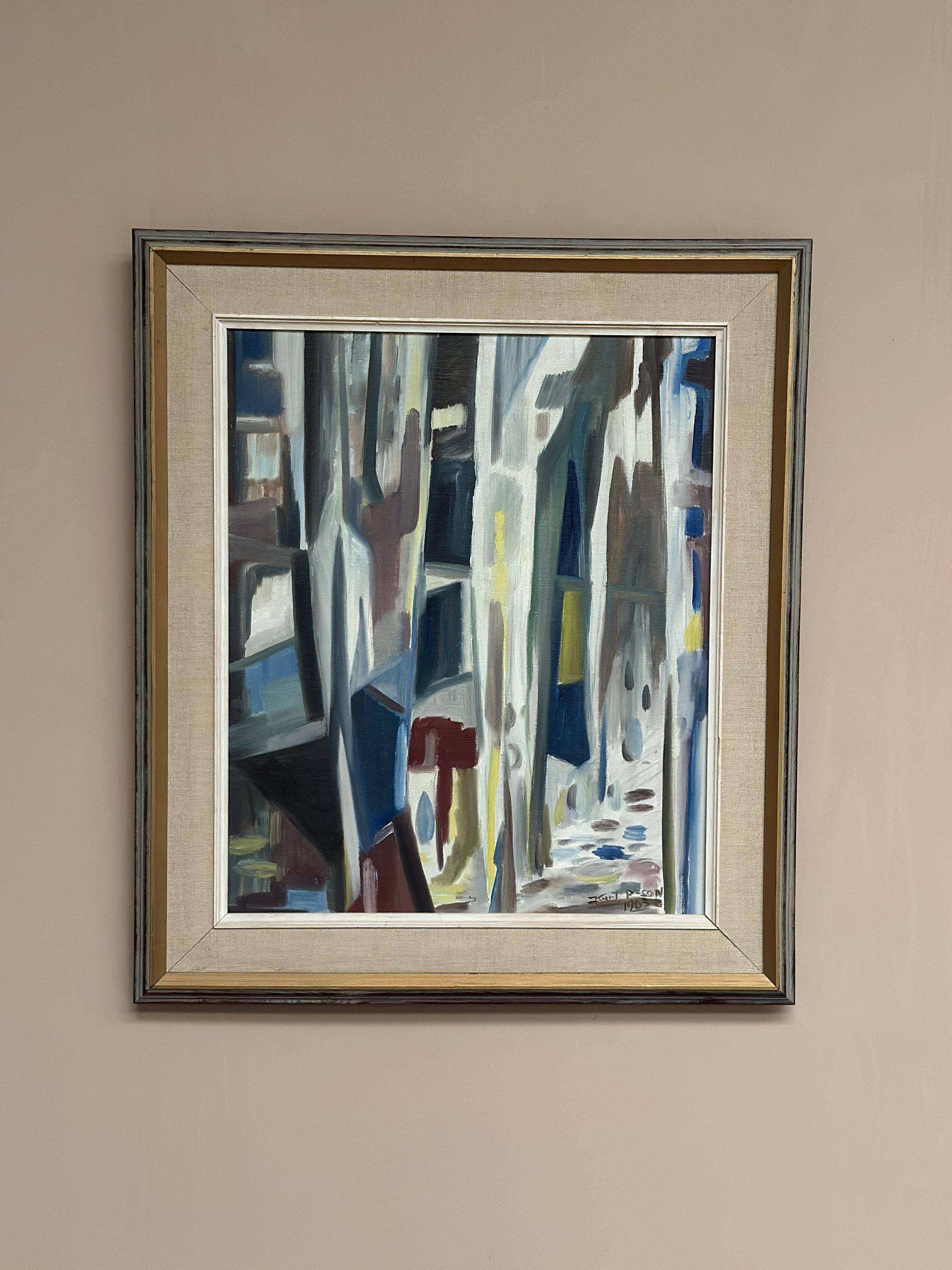Huile sur toile suédoise – “Allée abstraite” par Kurt Persson