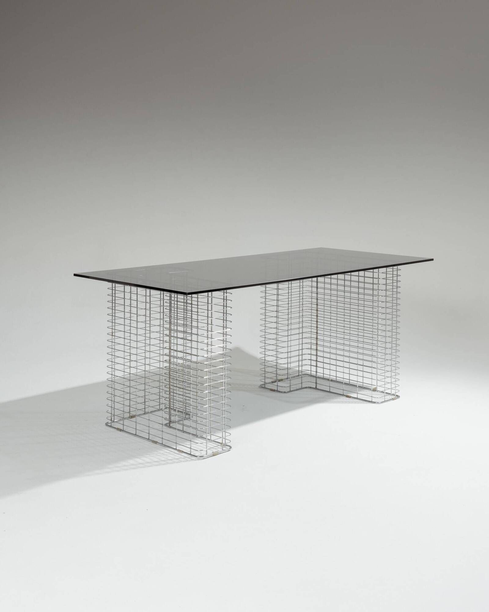 Large "Wire" Desk in Glass and Metal, Terence Conran, 1980s