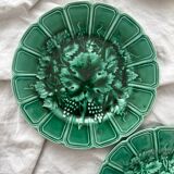 6 earthenware dessert plates in slip with vine leaves Sarreguemines