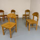 Set of 6 solid pine chairs in Scandinavian design by Reiner Daumiller.
