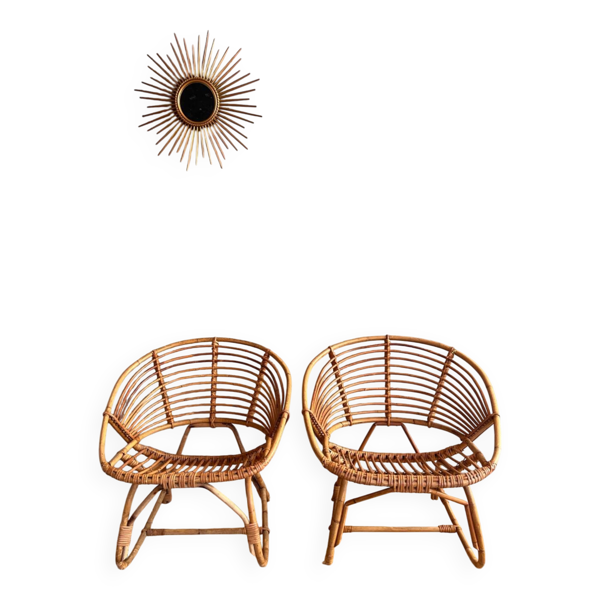 Pair of rattan armchairs