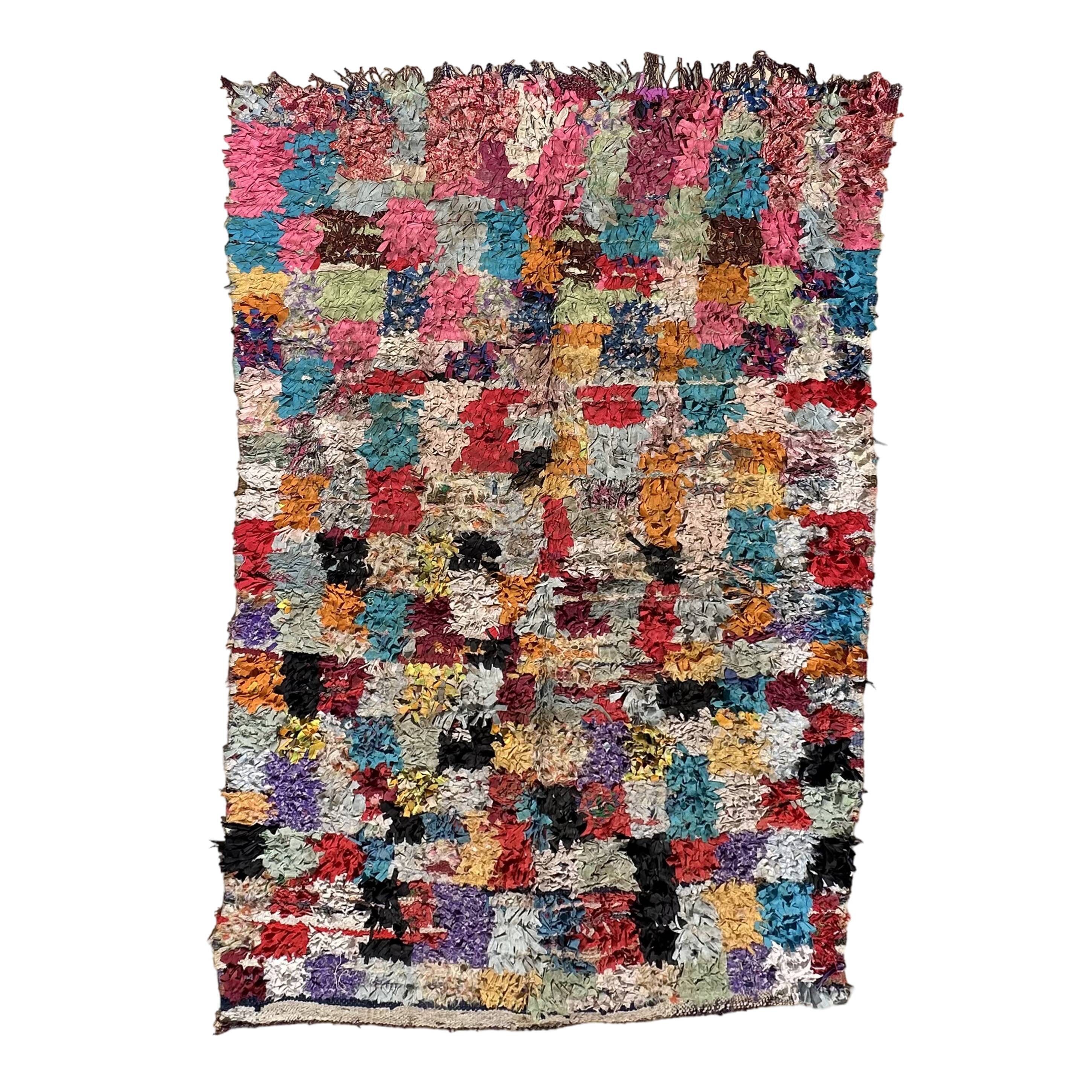 Colorful Boucherouite Moroccan rug - 141 x 240 cm