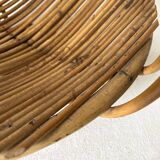 Rattan fruit basket with handle, 1970s