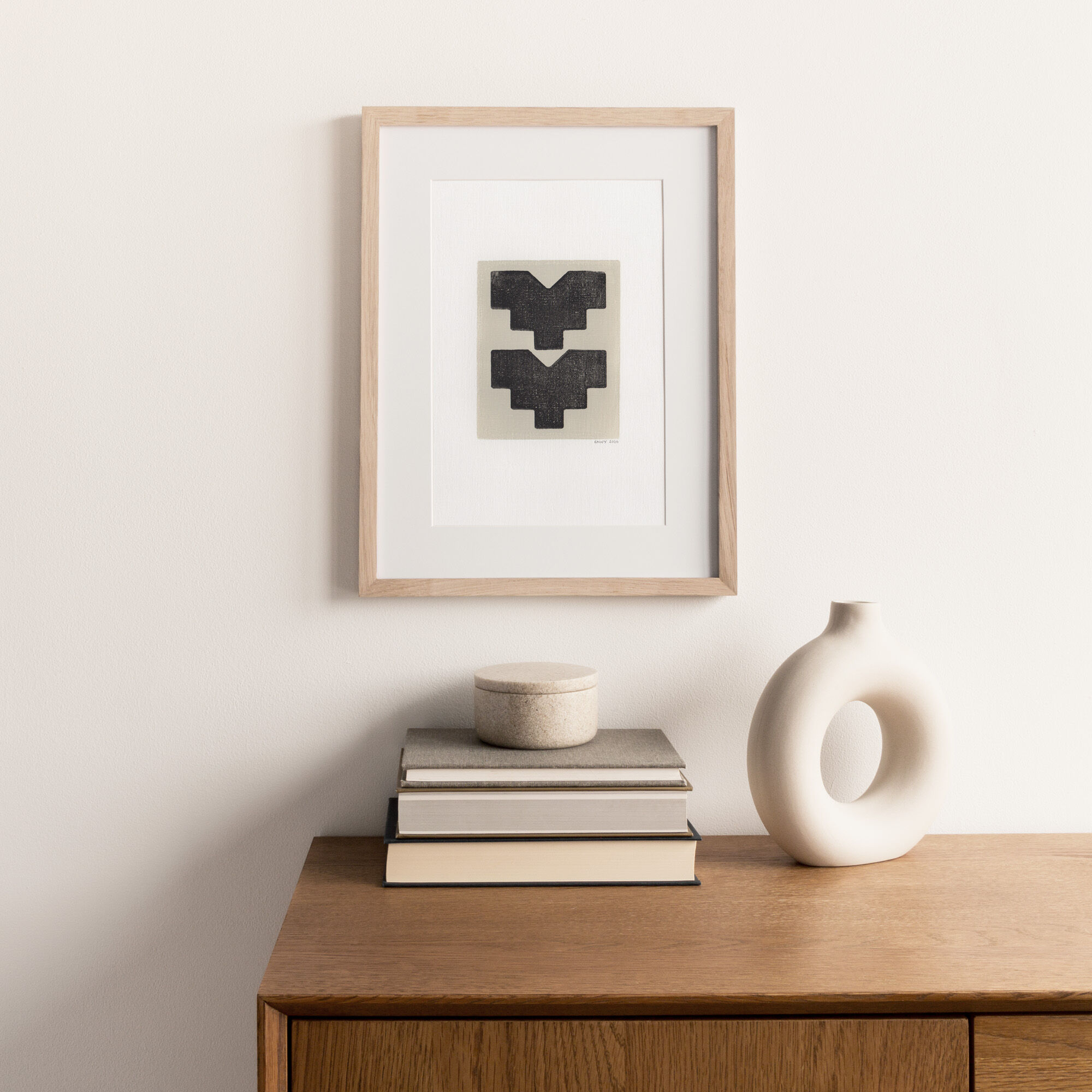 One-design painting on paper, dated and signed without frame