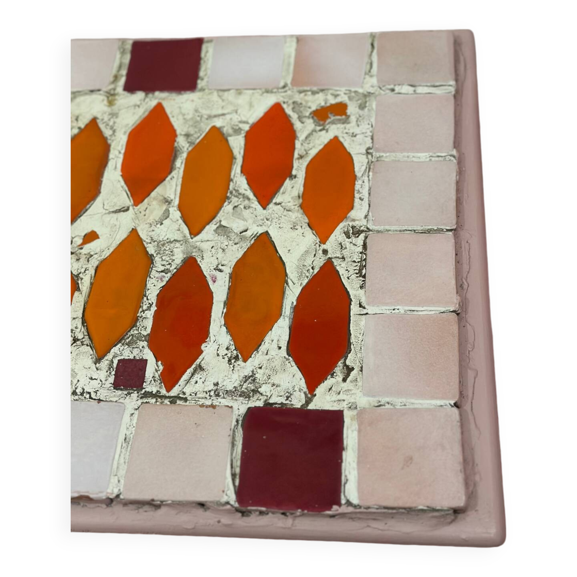 Side table console mosaic pink orange original vintage charm colourful