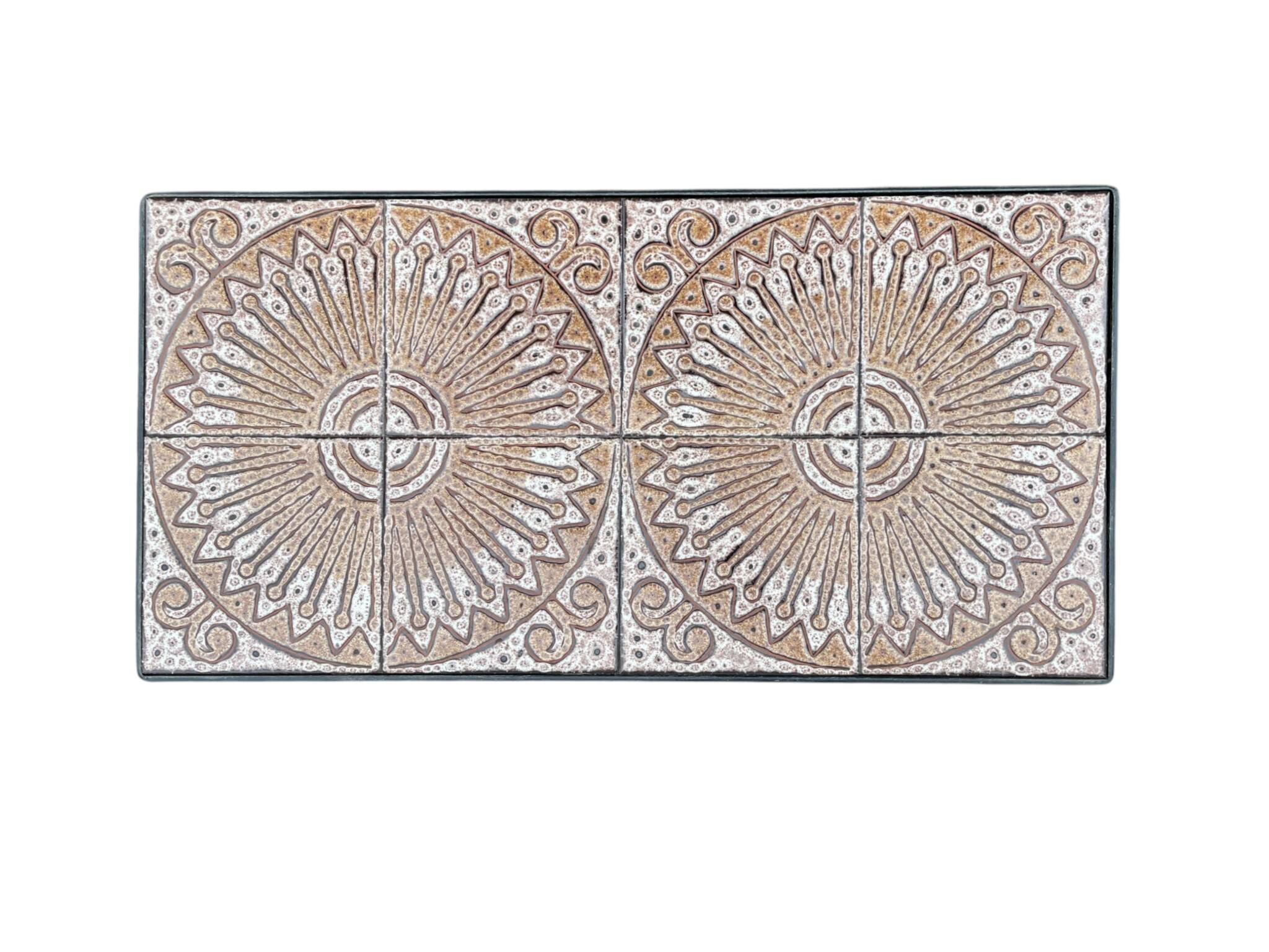 Vintage ceramic and wrought iron coffee table from around 1970.
