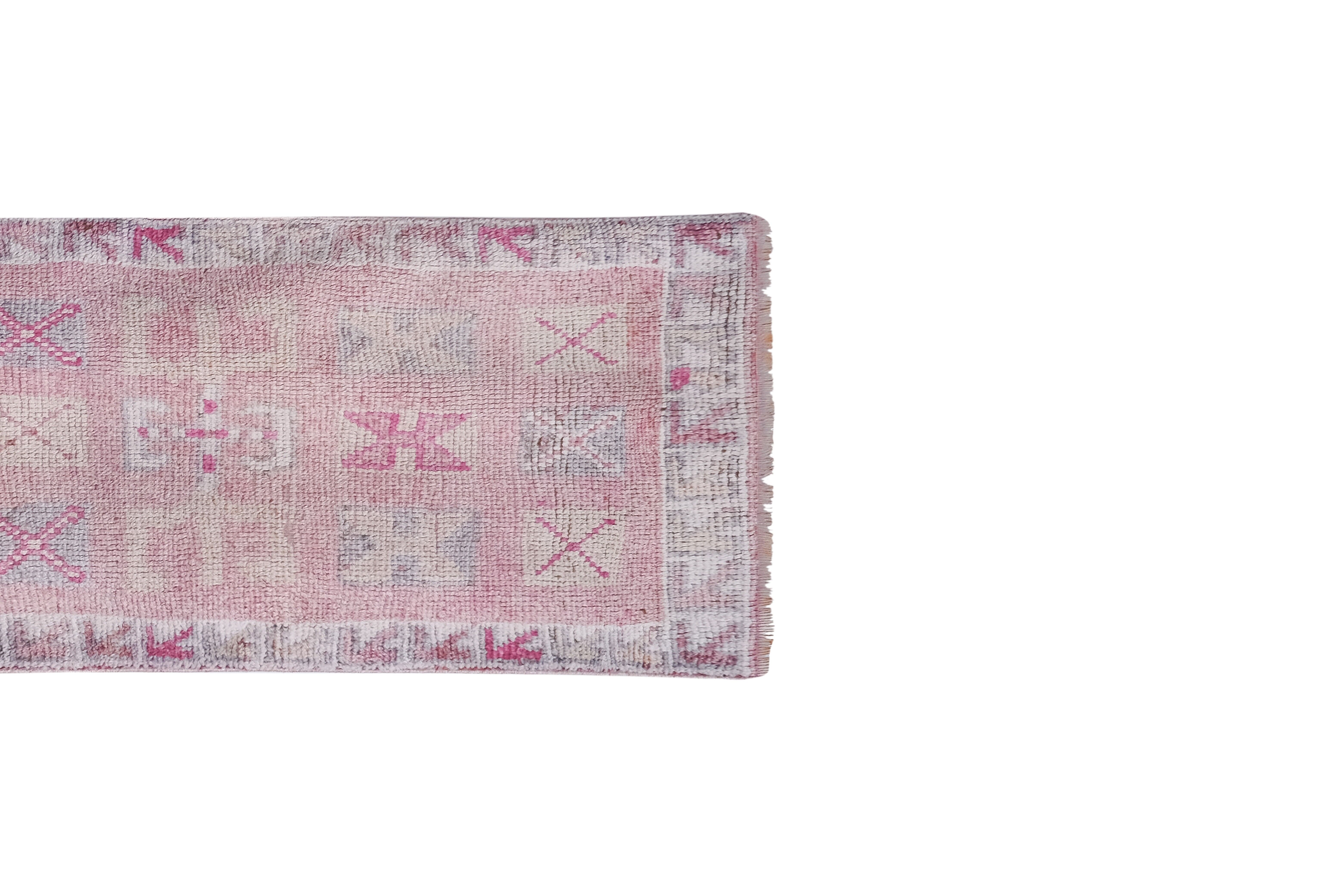 Vintage Turkish rug from Oushak, hand-woven 87x297 cm