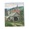 Peinture huile sur panneau "Paysage rural"