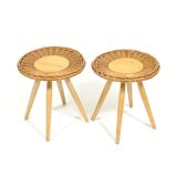 Rattan set coffee table and two stools by Uluv 1970