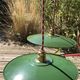 Pair of vintage hanging in green emailled tole 24 cm E14 sleeve