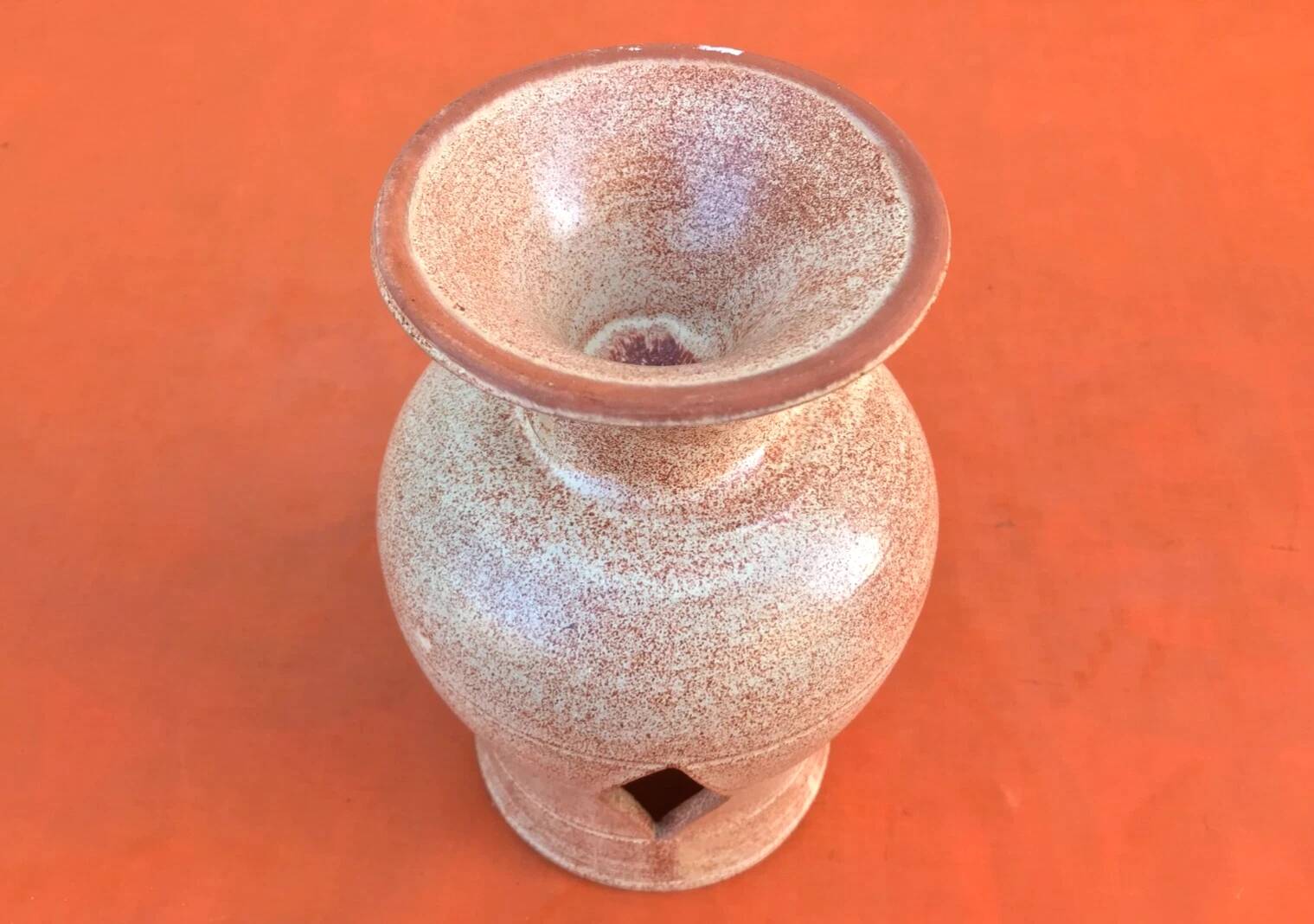 1970s Candle holder / Lantern on a ceramic pedestal with thistle decoration