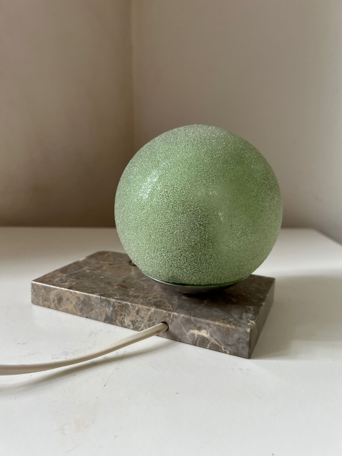 Art Deco marble granite glass globe ball table lamp