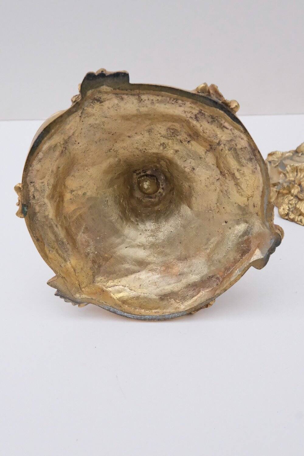 Pair of louis xv style rocaille candlesticks, slodtz model, 19th century